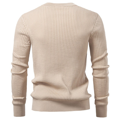 AIOPESON Men's Long Sleeve T-shirt Fall Winter Fashion Knit Slim Fit Polo Sweater Riibed Henry Collar Sweatershirt for Man