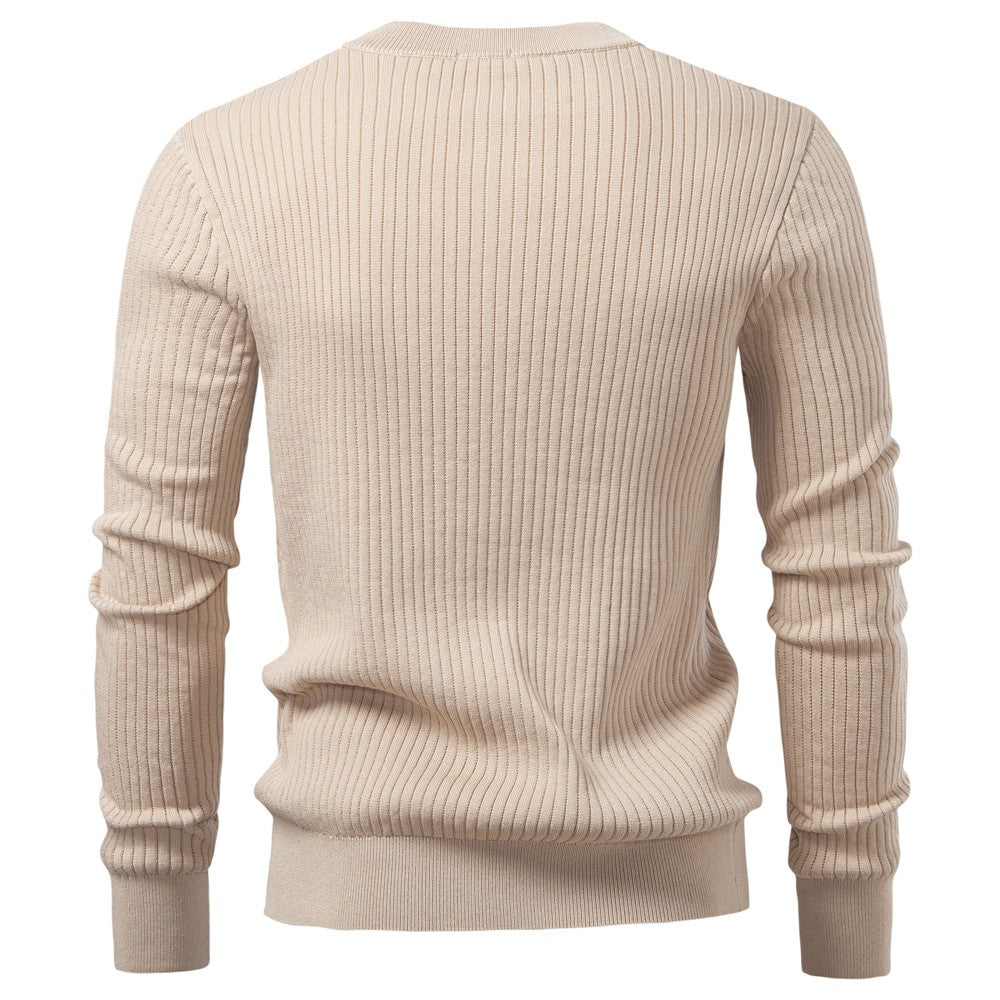 AIOPESON Men's Long Sleeve T-shirt Fall Winter Fashion Knit Slim Fit Polo Sweater Riibed Henry Collar Sweatershirt for Man