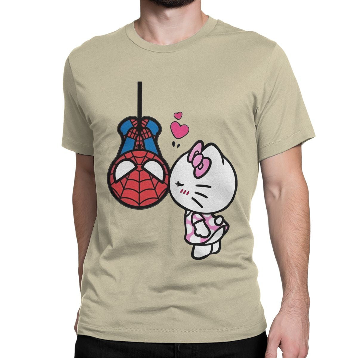 Men Women's Hello Kitty Love Spiderman Cartoon T Shirts Pure Cotton Clothes Vintage Short Sleeve Tees 4XL 5XL 6XL T-Shirts