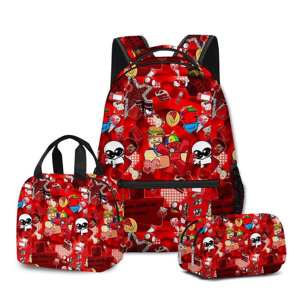 Desenho Animado Popular Engraçado Gubby Pelúcia Impressão 3D 3 Peças/Conjunto Bolsas Escolares para Estudantes Mochila para Laptop Lancheira Portátil Estojo de Lápis