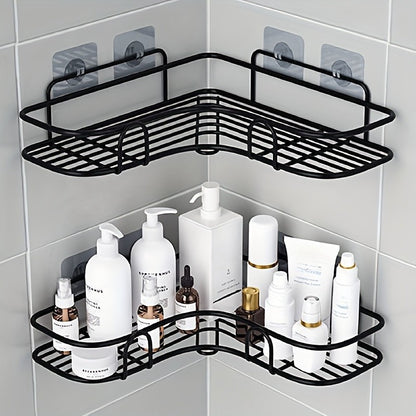Prateleira de Canto sem Furação - Suporte de Parede Resistente para Shampoo, Loção e Cosméticos, Acessório de Banheiro de Fácil Instalação