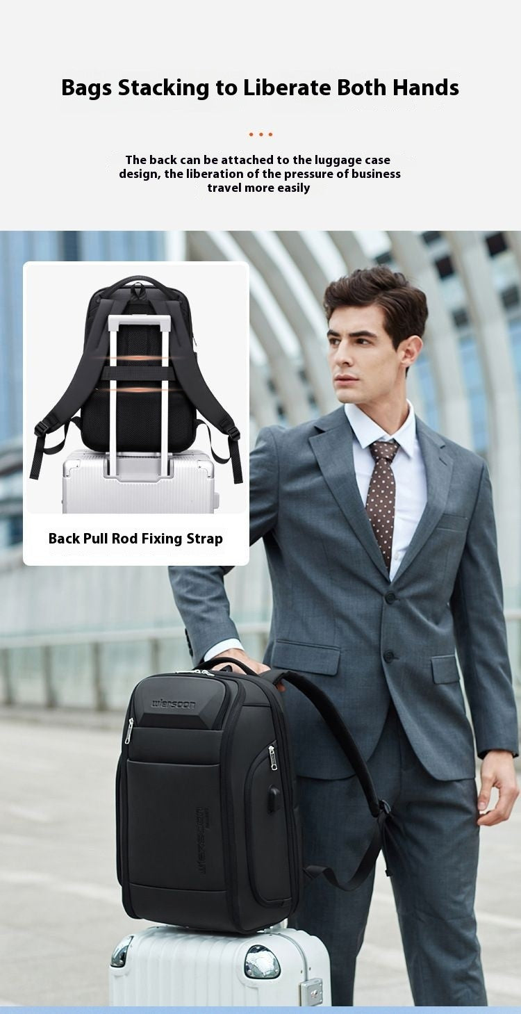 Mochila de negócios masculina 35 L Mochila à prova d'água Grande capacidade Viagem de negócios Multifuncional Senha Antirroubo Bolsa para laptop