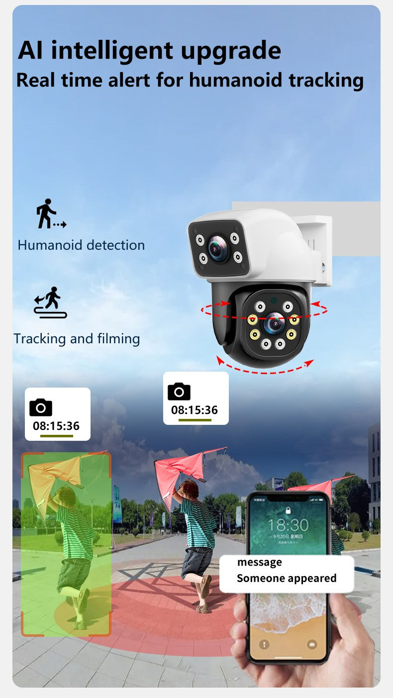 IPC360HOME 10X Zoom 4K 8MP Dual Lens WIFI PTZ 4MP Dual Screen Security Camera Outdoor Color Night Vision Surveillance Cameras