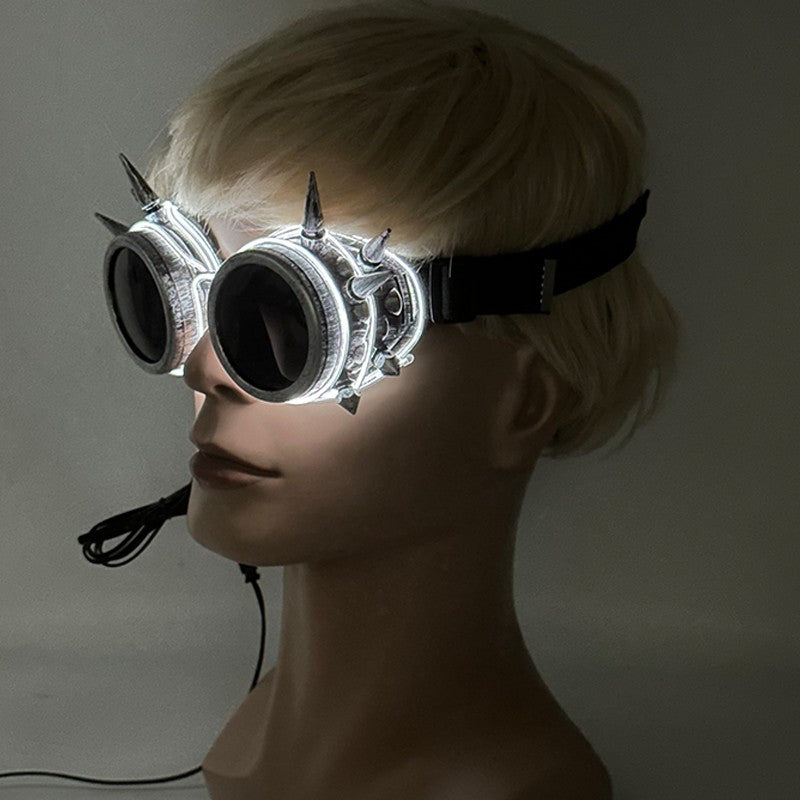 Cyberpunk Futuristic Luminous Glasses Rave Cyber light up Goggles LED glowing visor glasses for EDM music show props