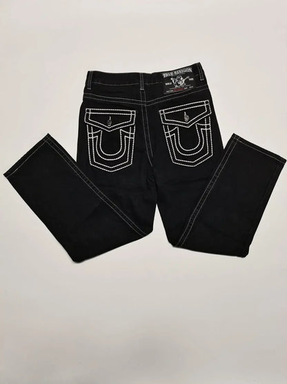 Buddha Jeans Vintage Y2K Men's Jeans Women's Pocket Embroidered Jeans Patch Leather Vintage Blue Jeans Loose Fit Jeans pants