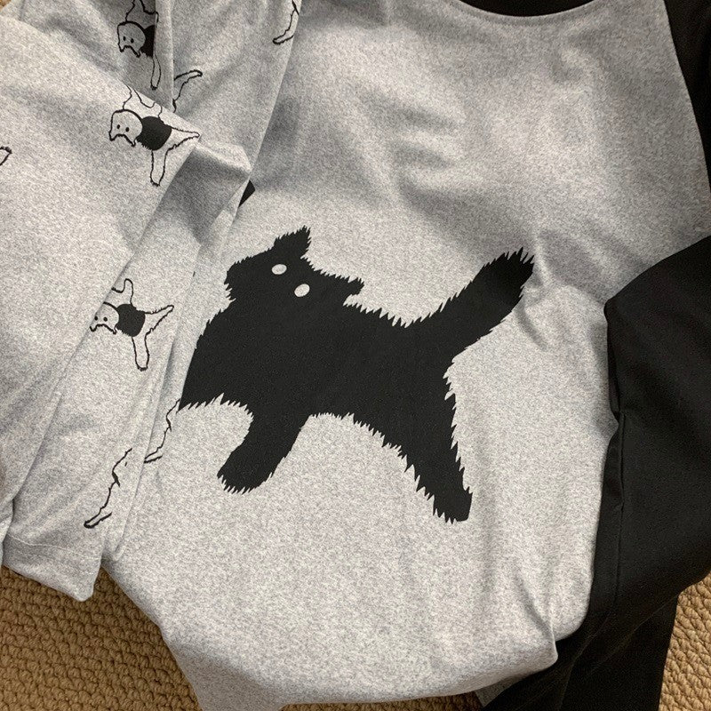 Cartoon HelloKitty Print 2PCS Set Women's Sleepwear with Chest Pad Plus Size Pyjamas Loungewear Crew Neck Loose Pajamas Homewear