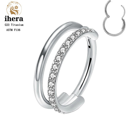 G23 Titânio Anel de Nariz Clicker Orelha Cartilagem Tragus Hélix Daith Brincos Redondos Argolas Zircônia Cúbica 16G Segmento Articulado Joia de Piercing Corporal
