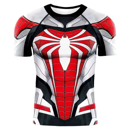 Superhero Tops Fitness Activewear Breathable Tees 2025 Summer New Men Compression T Shirt Spider Role Play Short Sleeve T Shirt