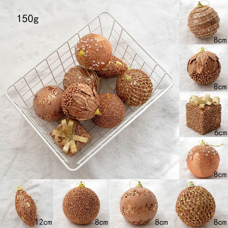 Christmas Ball Painted Ball Golden Silvery Champagne Glitter Stars Christmas Tree Hanging Window Decoration Small Gifts Toys