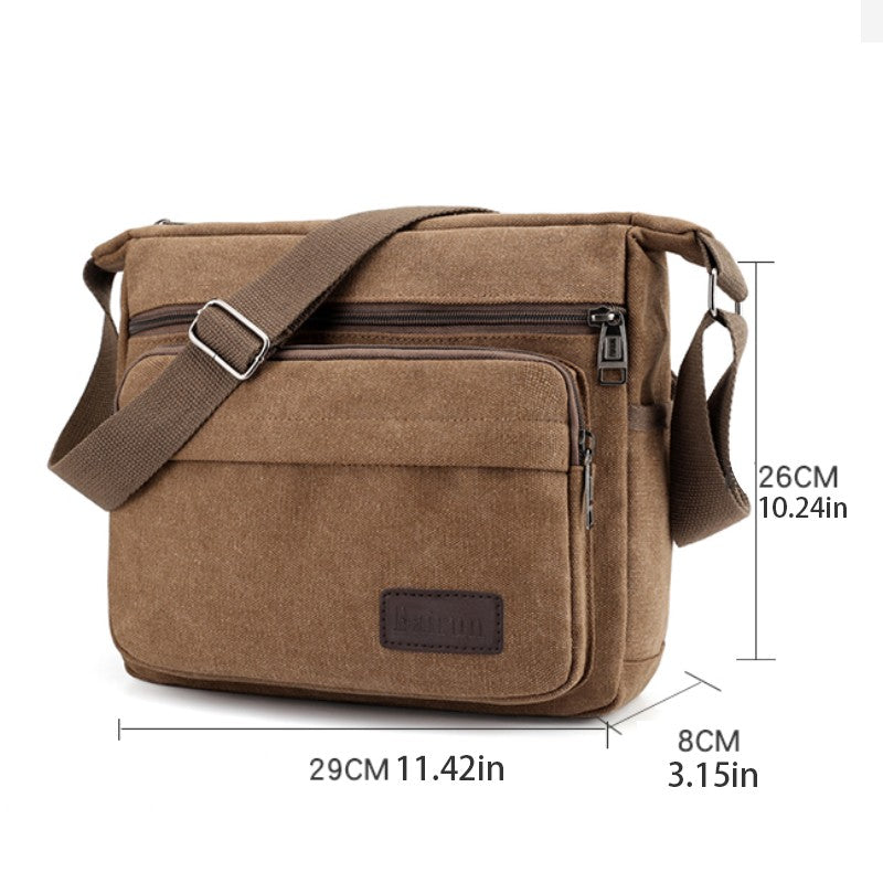 1 men's retro canvas crossbody bag, casual travel shoulder bag, outdoor sports shoulder bag with adjustable shoulder strap