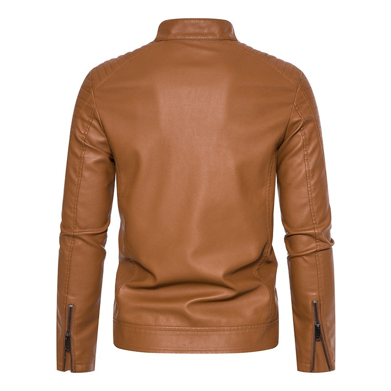 TRAF Leather Men's Youth Trend Autumn And Winter New Slim Korean Version Of Handsome Men's Autumn Coat Leather Jacket Men
