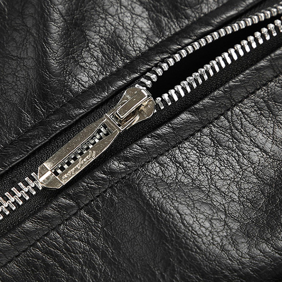 Vintage PU Jacket Men Motorcycle Biker PU Coat Fashion Casual Cargo Jackets Spring Autumn Outerwear