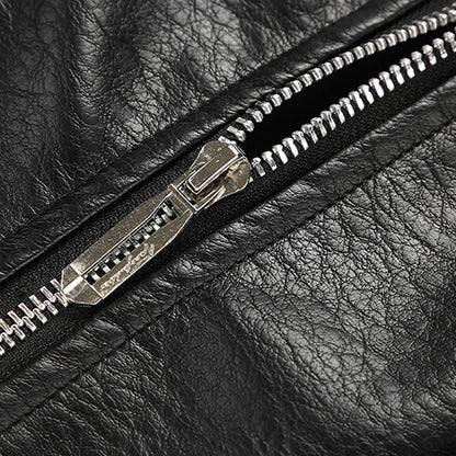 Vintage PU Jacket Men Motorcycle Biker PU Coat Fashion Casual Cargo Jackets Spring Autumn Outerwear