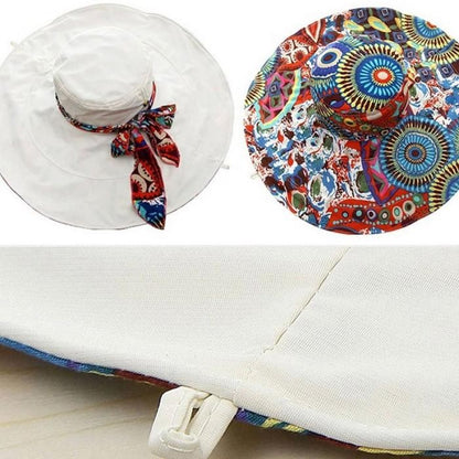 Summer Sun Protection Folding Flower Sun Hat for Women Wide Brim Cap Ladies Beach Visor Hat Girl Holiday UV Protection Sun Hat