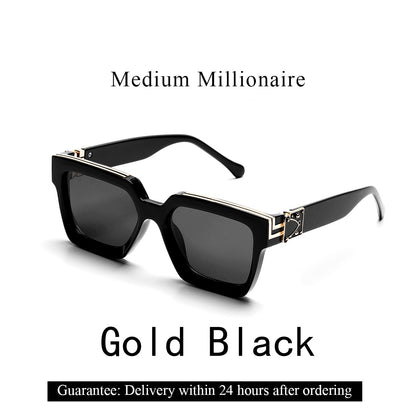 Ruiao Retro Black Millionaire Shades Luxury Sunglasses 2025 For Men Designer Famous Brand Square Sun Glasses Man Women Sunglass