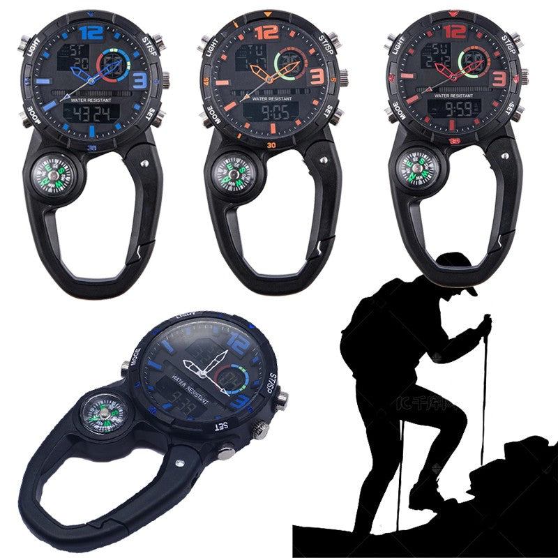Climbing Watch Clip On Backpack Carabiner Analog Quartz Pocket Watch Men Mountaineering Outdoor Sports Man Woman Buckle Watches