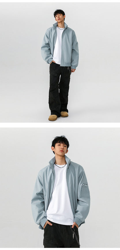 American Aviator Jackets Autumn and Winter New Men's Cleanfit Short Workwear Jacket Stand-up Collar Multi-pocket Large Size Tops