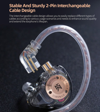 KZ EDX PRO X IEM Earphones Dynamic Drive HiFi Deep Bass Sound Earbud Sport Music Noise Cancelling Headset with Detachable Cable