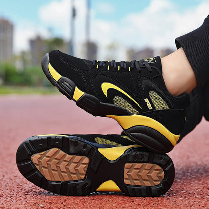 Plus Size Men's Trendy Colour Block Sneakers, Comfy Non Slip Lace Up Casual Durable Shoes For Men's Outdoor Activities