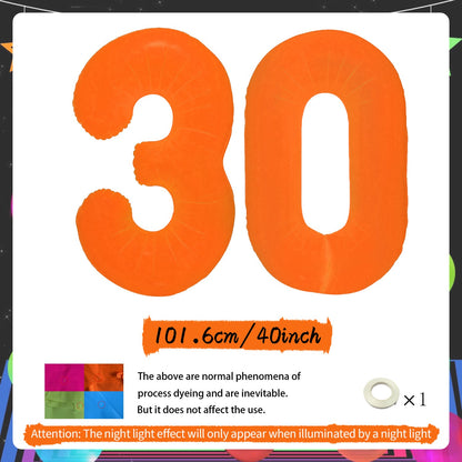 Orange Fluorescent Neon Digital Balloons Glowing Party Balloons Used for Birthday Parties, Anniversaries, Holiday Decorations