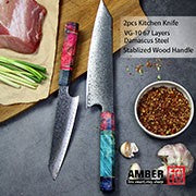 Conjunto de facas de cozinha de chef, santoku, nakiri e utilitária, com lâmina de aço Damasco de Cobre de 37 camadas e núcleo 10Cr15CoMoV, produto de venda quente