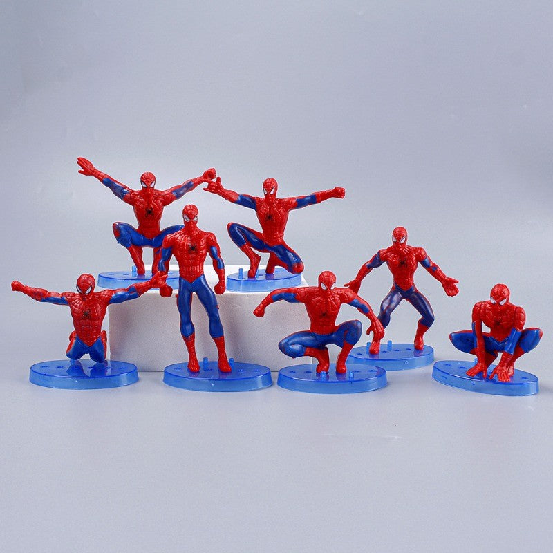 Marvel Homem-Aranha 7 peças/Conjunto de Bonecos de Ação Colecionáveis Anime Vingadores Homens-Aranha Decoração de Bolo Brinquedos para Crianças Presentes 8-10cm
