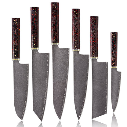 Conjunto de Facas de Cozinha 1-6PC Damasco 3 camadas de revestimento Facas de aço Acessórios de Cozinha Facas Profissionais de Chef Ferramentas de Culinária