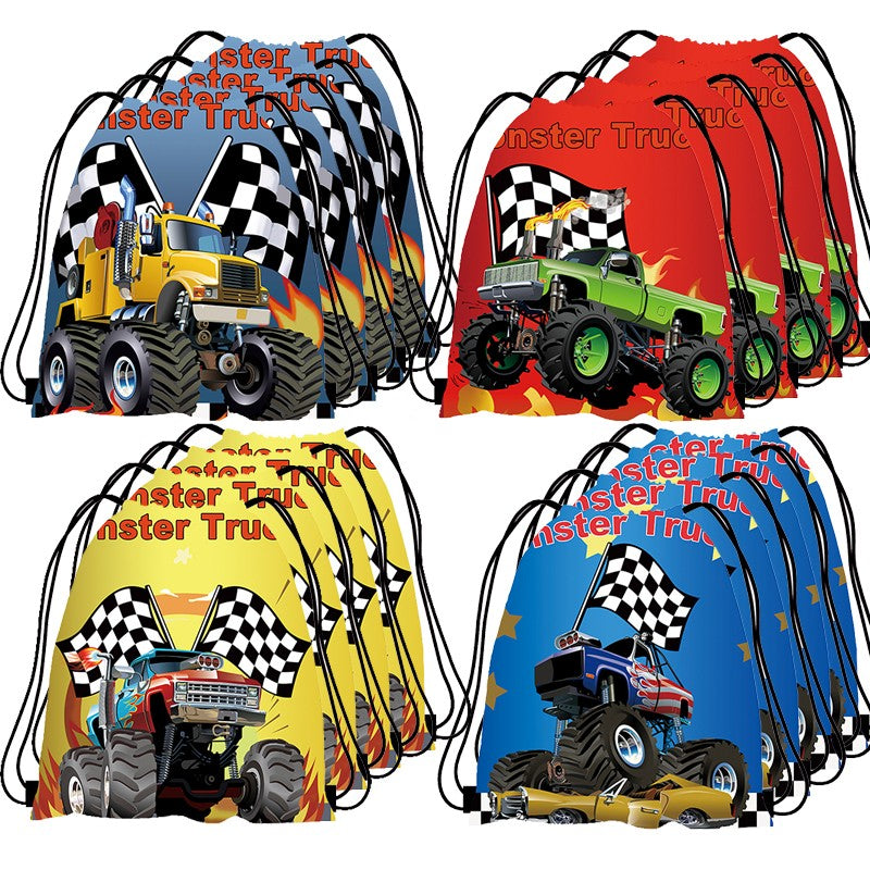 5/10/20/30/40/50pcs Monster Truck Party Favors Racing Truck Party Gift Bag Drawstring Backpacks Truck Birthday Party Decorations