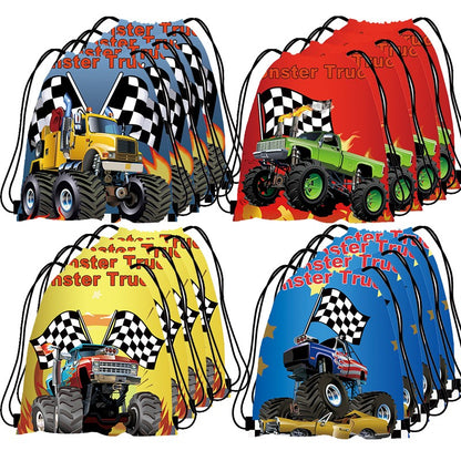 5/10/20/30/40/50pcs Monster Truck Party Favors Racing Truck Party Gift Bag Drawstring Backpacks Truck Birthday Party Decorations