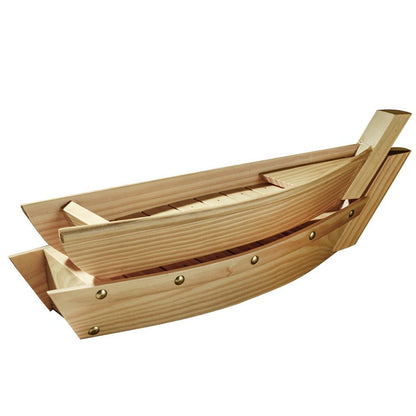 Japanese Style Wooden Ship Shaped Sushi Sashimi Tray Durable Creative Platter Cuisine Tableware Decoration Ornament