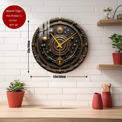Tempered Glass Wall Clock Celestial Orrery Clock Design Suitable For Wall Decor or Tabletop Display Anywhere