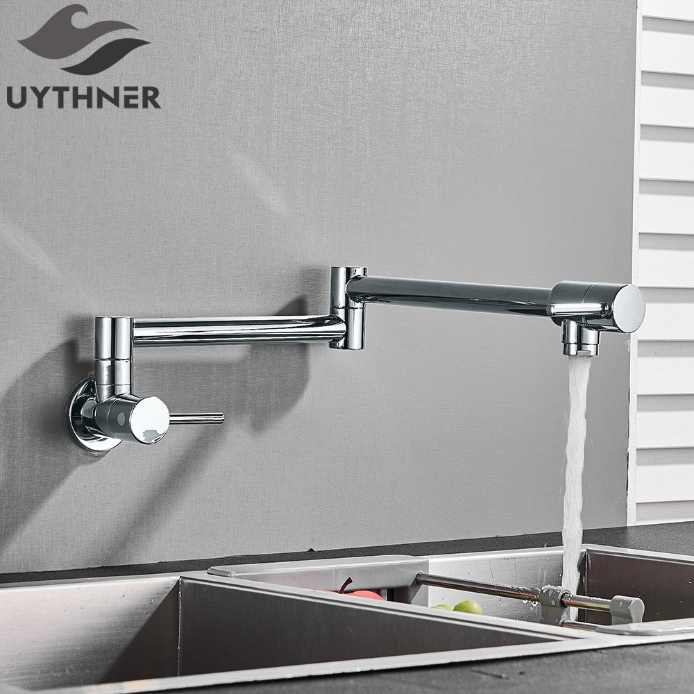 Brushed Gold Rotated Kitchen Sink Faucet Cold Water Tap Brass Basin Sink Swivel Faucets Wall Mounted Faucet