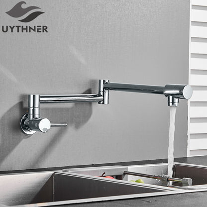 Brushed Gold Rotated Kitchen Sink Faucet Cold Water Tap Brass Basin Sink Swivel Faucets Wall Mounted Faucet