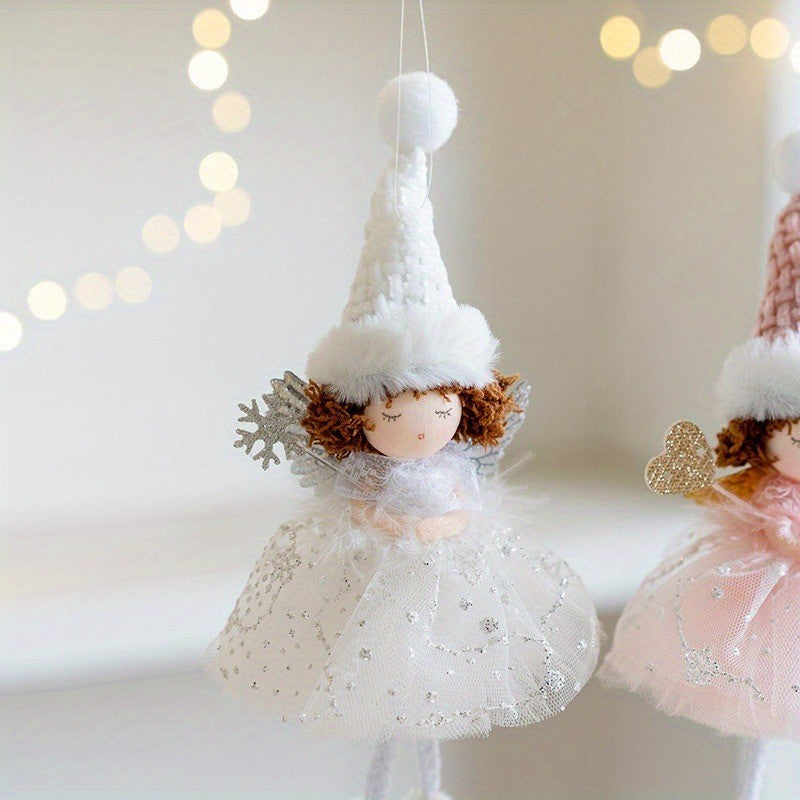 New Christmas Plush Angel Doll Pendant Ornaments Xmas Tree Hanging Decorations For Home Festive Party Decor 2024 New Year Gifts