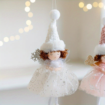 New Christmas Plush Angel Doll Pendant Ornaments Xmas Tree Hanging Decorations For Home Festive Party Decor 2024 New Year Gifts