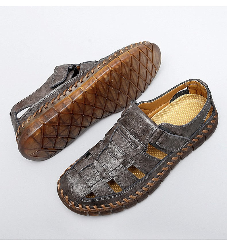 Handmade men's shoes handmade leather men shoes casual loafers slip onzipper split leather shoes men flats hot sale moccasins