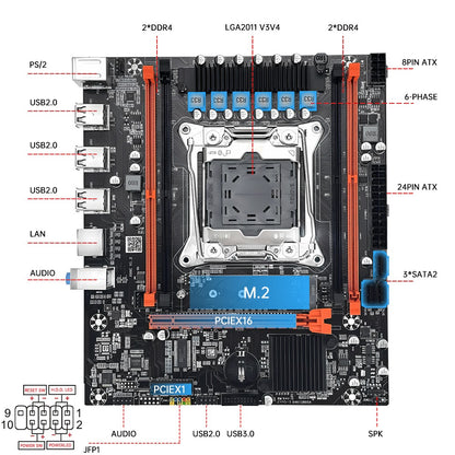 Placa-mãe gamer MOUGOL X99 Kit com Intel Xeon E5 2680 V4 e RAM DDR4 8Gx2 2133MHz ECC de canal duplo M.2 NVME para PC de mesa