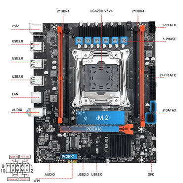 Kit Placa-mãe Gamer MOUGOL X99 com Intel Xeon E5 2680 V4 e Memória RAM DDR4 8Gx2 2133MHz ECC de Canal Duplo M.2 NVME para PC de Mesa