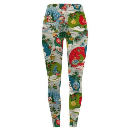 3d Cartoon Pattern Christmas Women's Leggings High Waist Slim Stretch High Waist Tights New Year Home Party Pant Bottom Legging