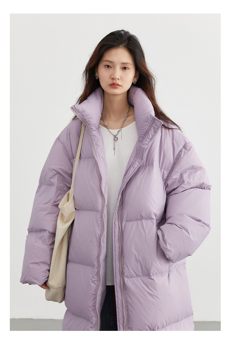 CHIC VEN Women Down Coats Loose Thick Stand-up Collar New Long Thick Down Jacket 80 White Duck Down Female Outerwear Winter 2024