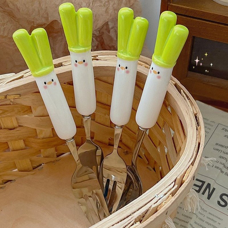 Cutlery Cartoon Onion Spoon Fork Chopsticks Sets Portable Lunch Tableware Stainless Steel Travel Dinnerware Kitchen Accessories