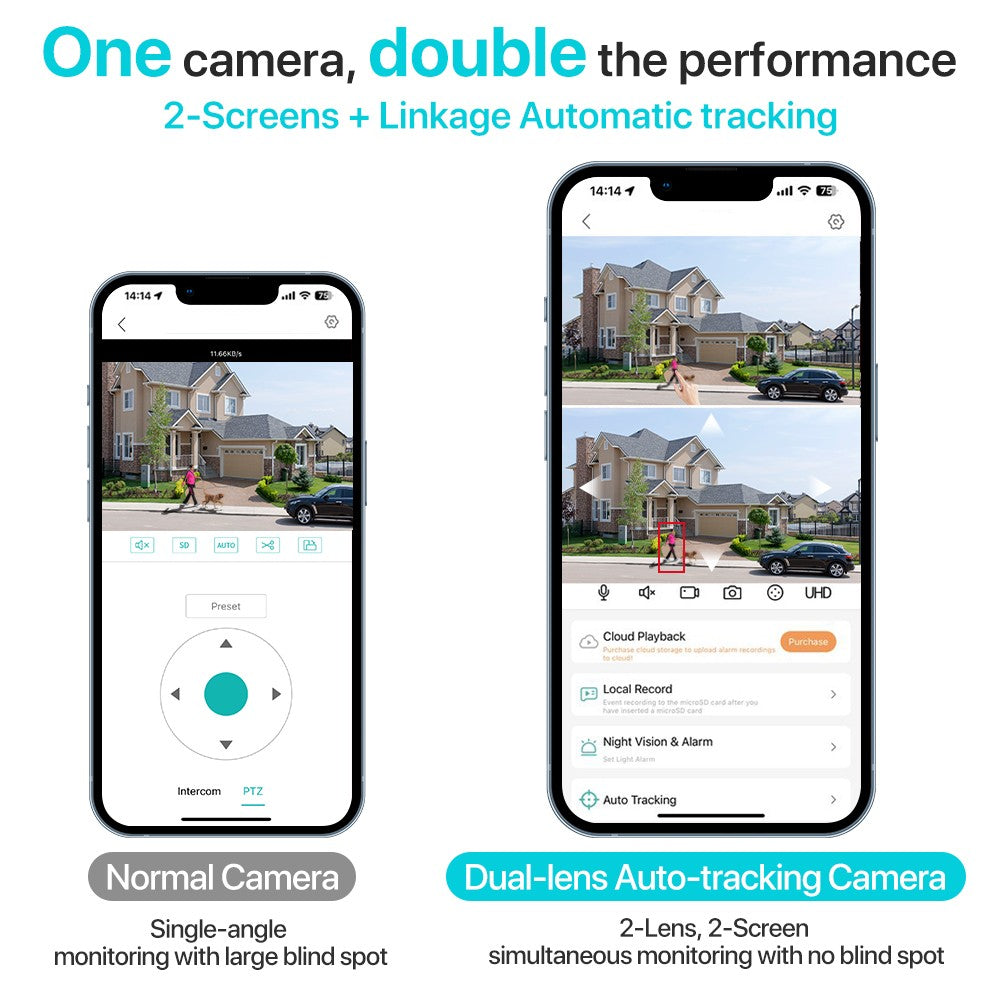 Dual Lens 360º Wifi Camera IP66 Security Protection 8MP 4K Wireless Outdoor Human Detection ICSEE Video Surveillance PTZ Camera