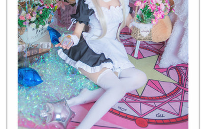 Cute Japanese Maid Outfit Sweet Lolita Cosplay Costume Black White Uniform Full Set Gothic Lace Party Halloween Stage Wear