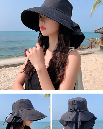 New Women's Summer Sun Hat With Neck Protector And Sunshade For Outdoor Cycling Trip Big-Brimmed Fisherman's Hat Hiking cap