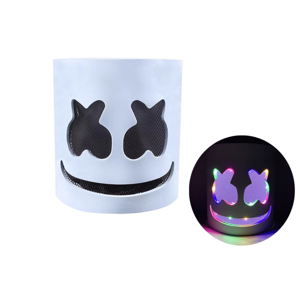 Party Decor LED Halloween Luminous Head Cover Glowing Plastic DJ Marshmallow Mask Universal Neon Headgear Bar