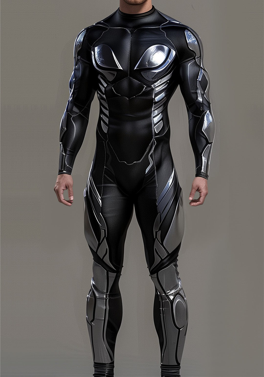 Halloween Cyberpunk Future Mechanical Armor Jumpsuit Warrior Cosplay Bodysuit Steampunk Costume Party Performance Men Zentai