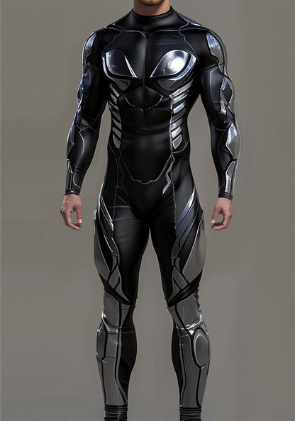 Halloween Cyberpunk Future Mechanical Armor Jumpsuit Warrior Cosplay Bodysuit Steampunk Costume Party Performance Men Zentai
