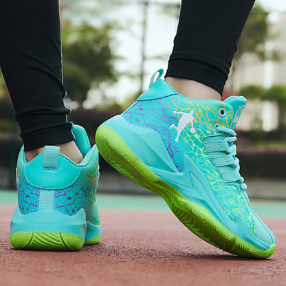 Children‘s Basketball Shoes Non-slip Breathable Basketball Training Sneakers Lace-up Boys Girls Basketball Boots Athletic Shoes