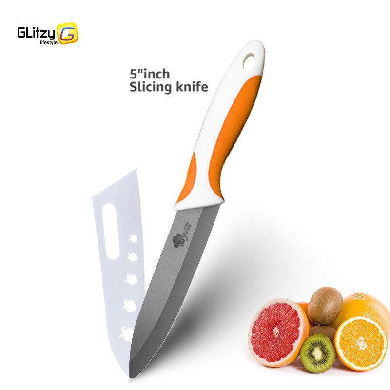 Faca de Cozinha Chef Inoxidável Faca de Cerâmica para Frutas Faca Utilitária Doméstica para Fatiar Legumes Lâminas Pretas Afiadas para Cozinhar