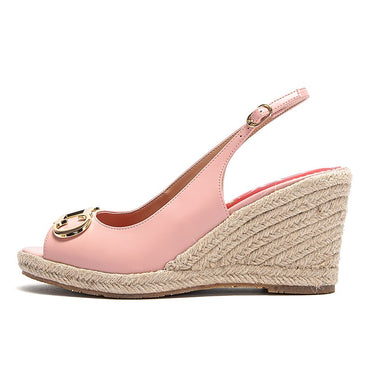 Women's Sandals Black Comfortable Wedge Platform Shoes Hand Woven High Heels